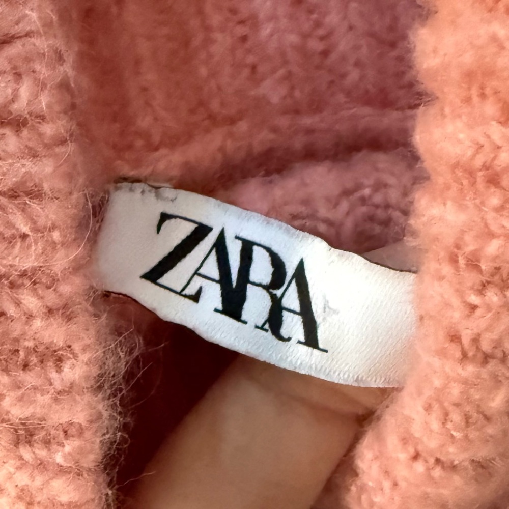 Zara Women’s Pink Mock Turtle Neck Cropped Oversized Sweater! Small! - Picture 2 of 7